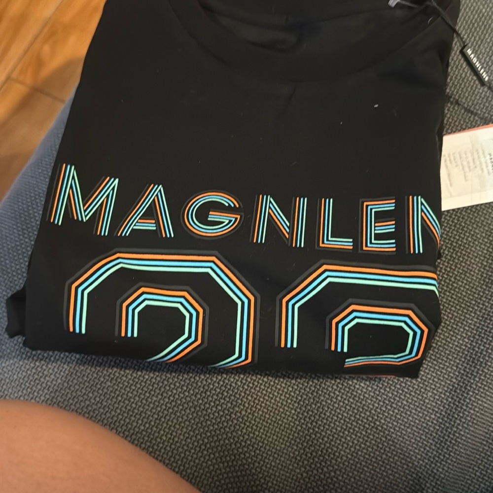 Black and Orange Short Sleeve Dress with Retro Graphic